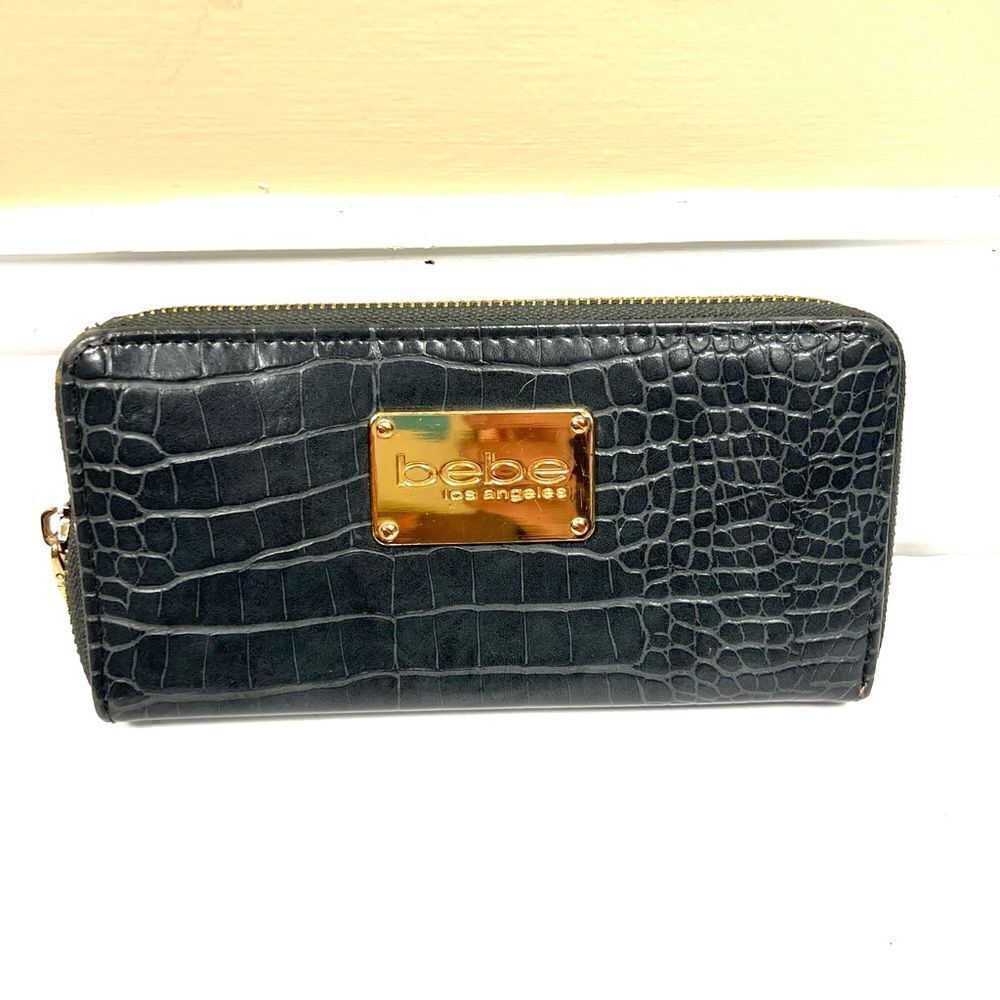 Bebe grey croc 🐊 embossed vegan leather wallet